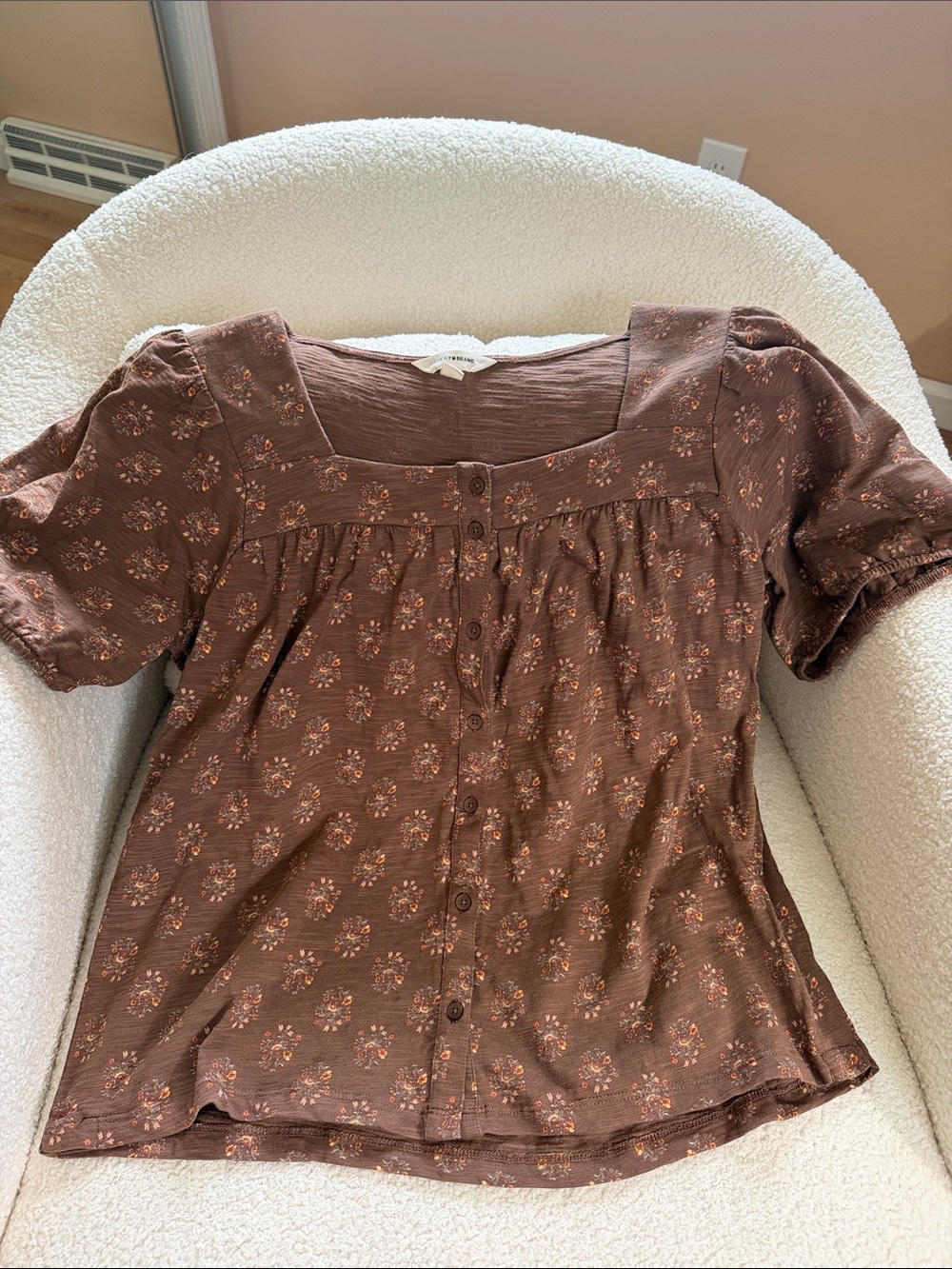 Lucky Brand Square-Neck Button Front Women's Top